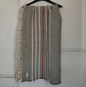 Cannon River Faribault Mill Gray Striped Throw 100% wool 44x48" USA Classic Cozy